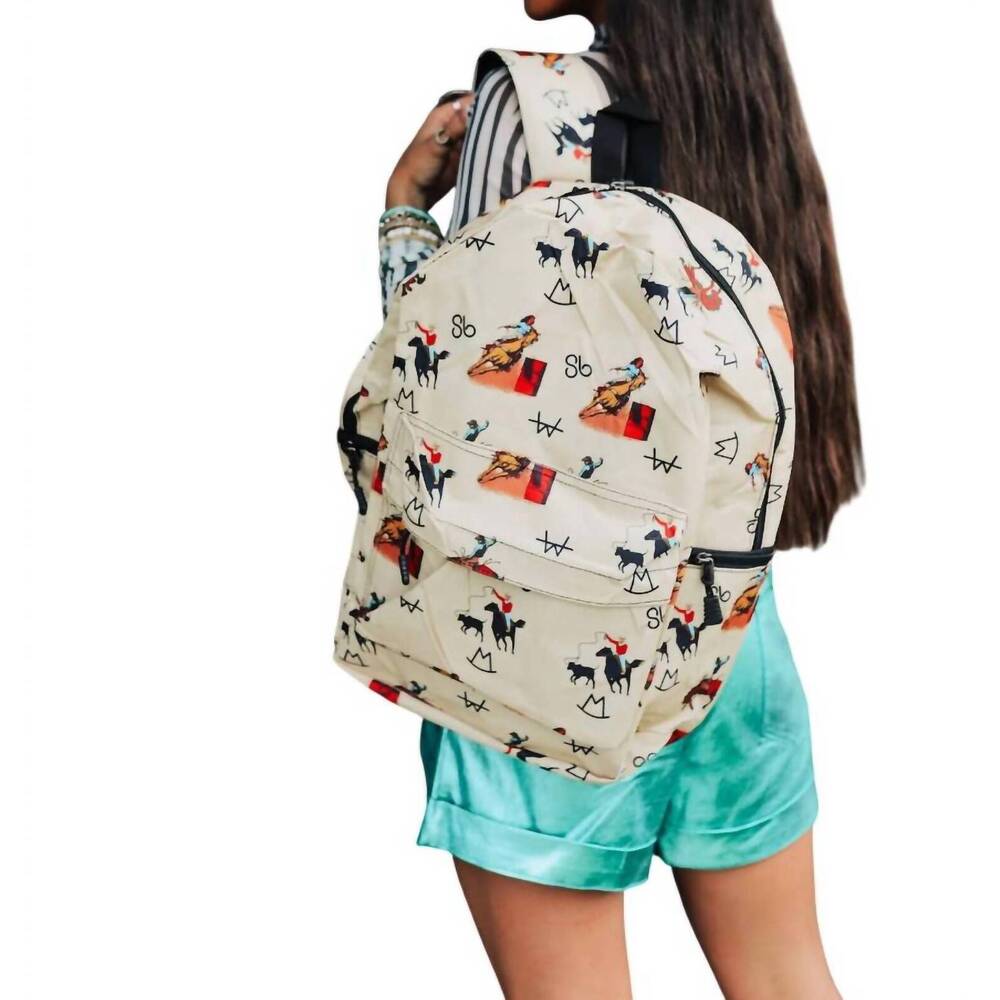 NEW THE FRONT PORCH LABEL cowboy print backpack in vintage